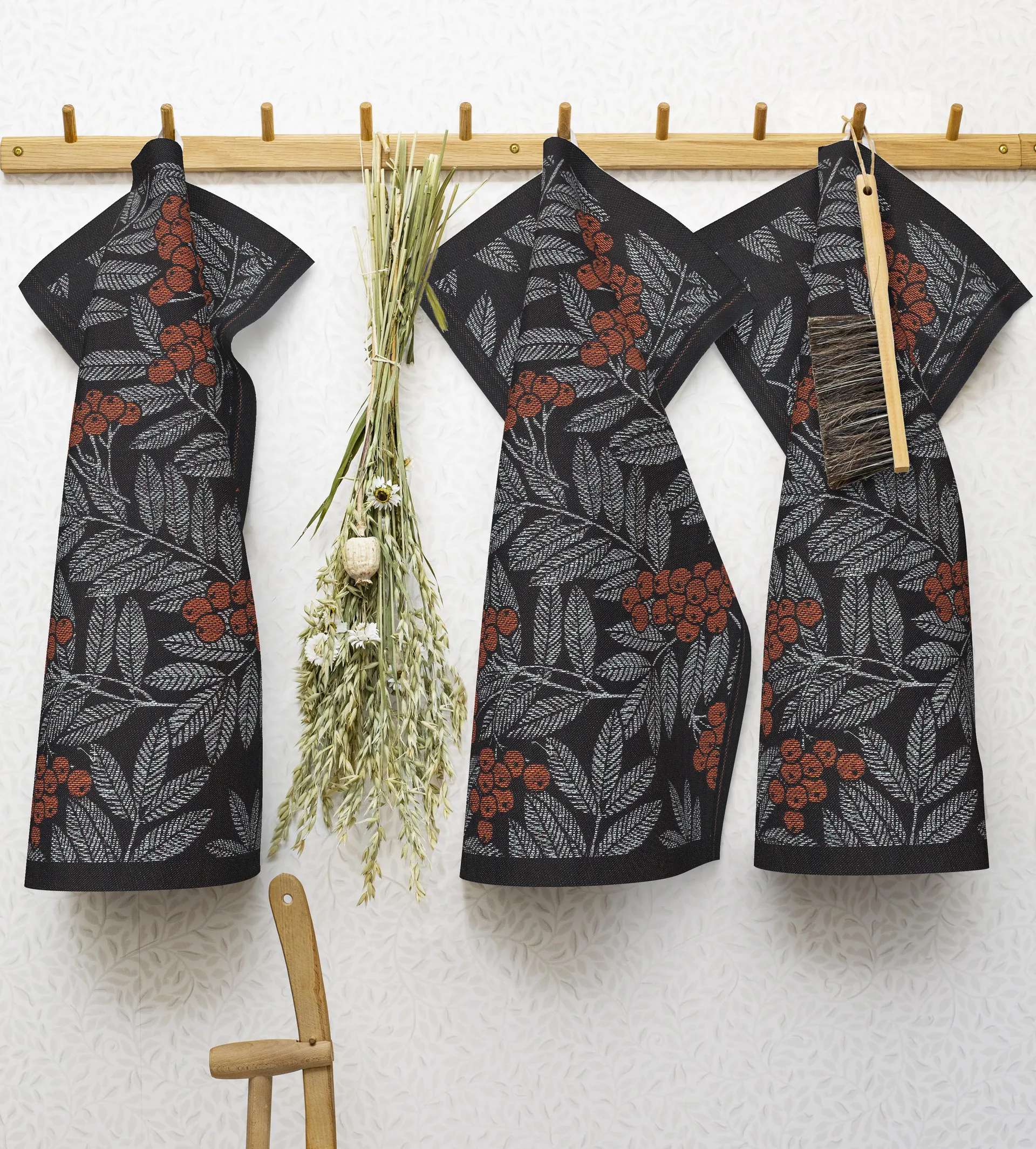 Rönnbärsblad keittiöpyyhe, 35 x 50 cm Ekelund Linneväveri