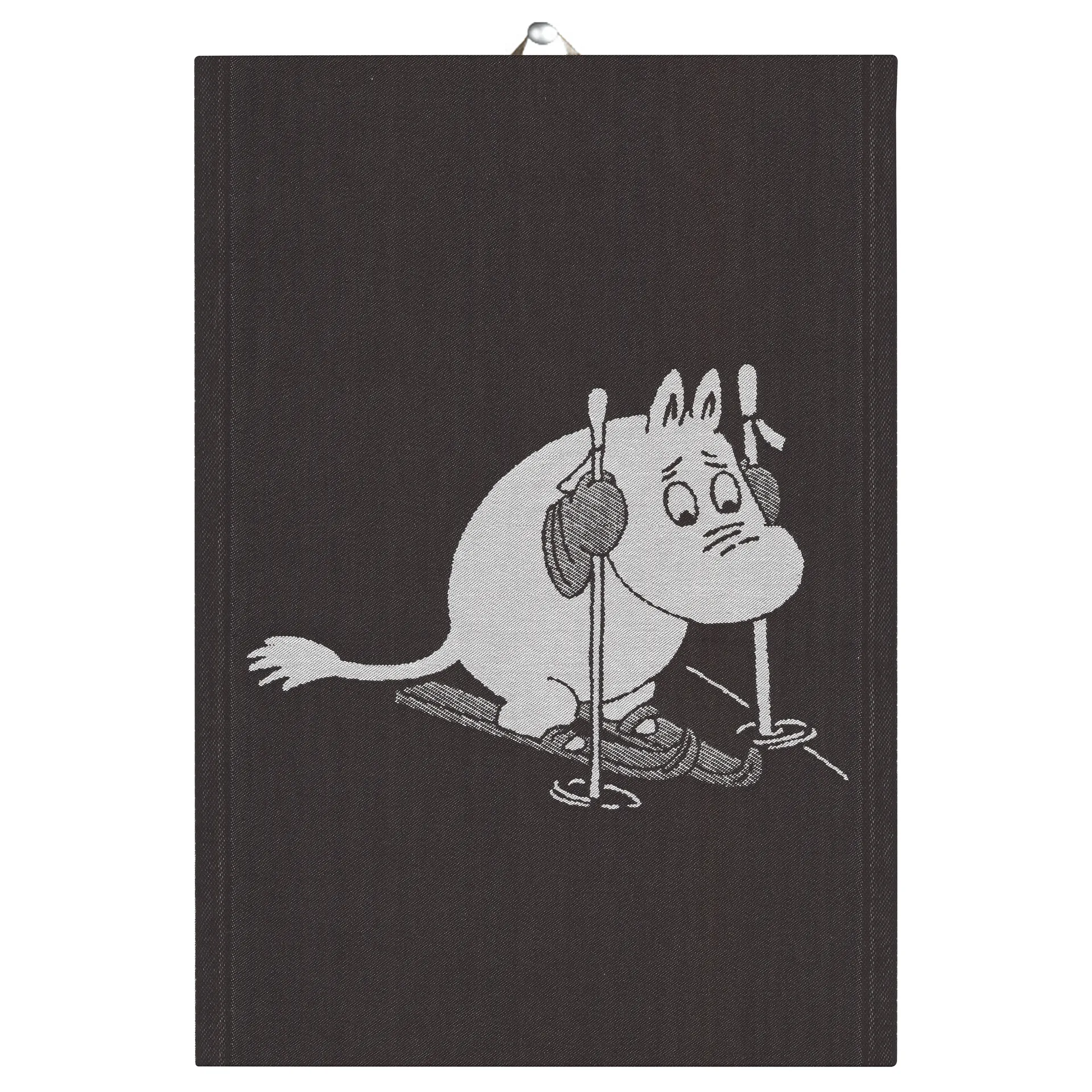 Skiing keittiöpyyhe, 35 x 50 cm, Musta Ekelund Linneväveri