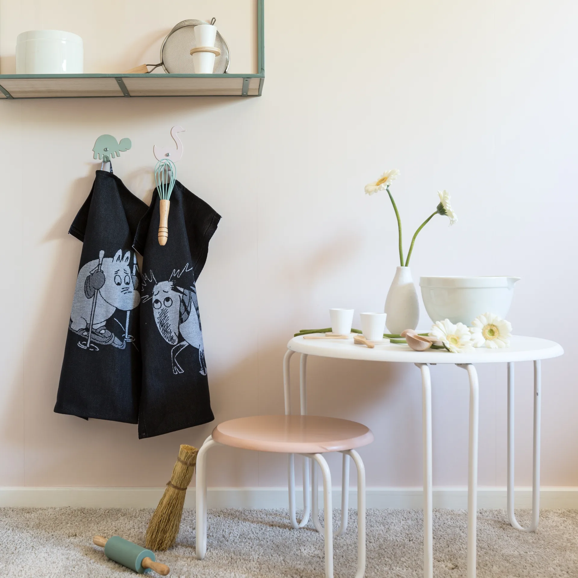 Skiing keittiöpyyhe, 35 x 50 cm, Musta Ekelund Linneväveri