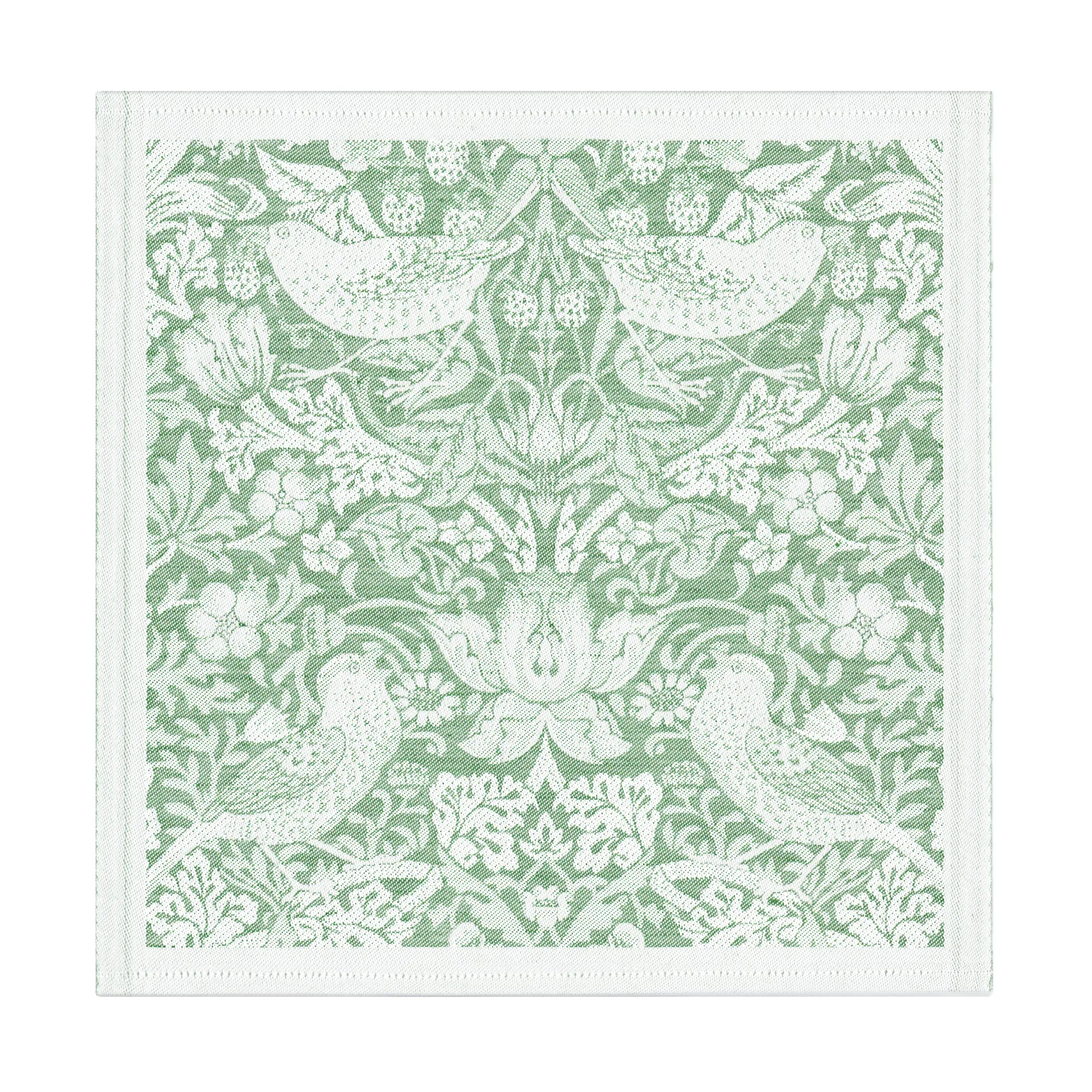 Strawberry Thief kangas lautasliina 35x35 cm, Vihreä Ekelund Linneväveri