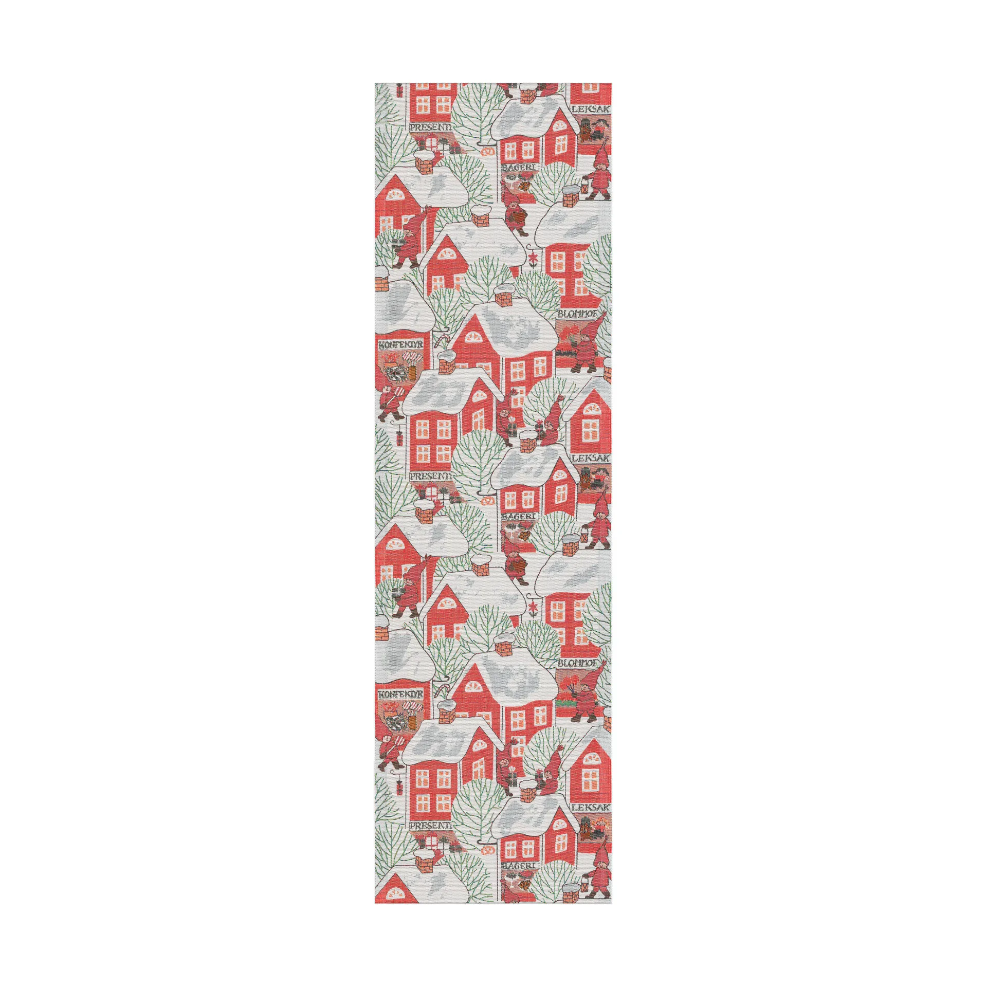 Tomtebyn pöytäliina 35x120 cm, Punainen Ekelund Linneväveri