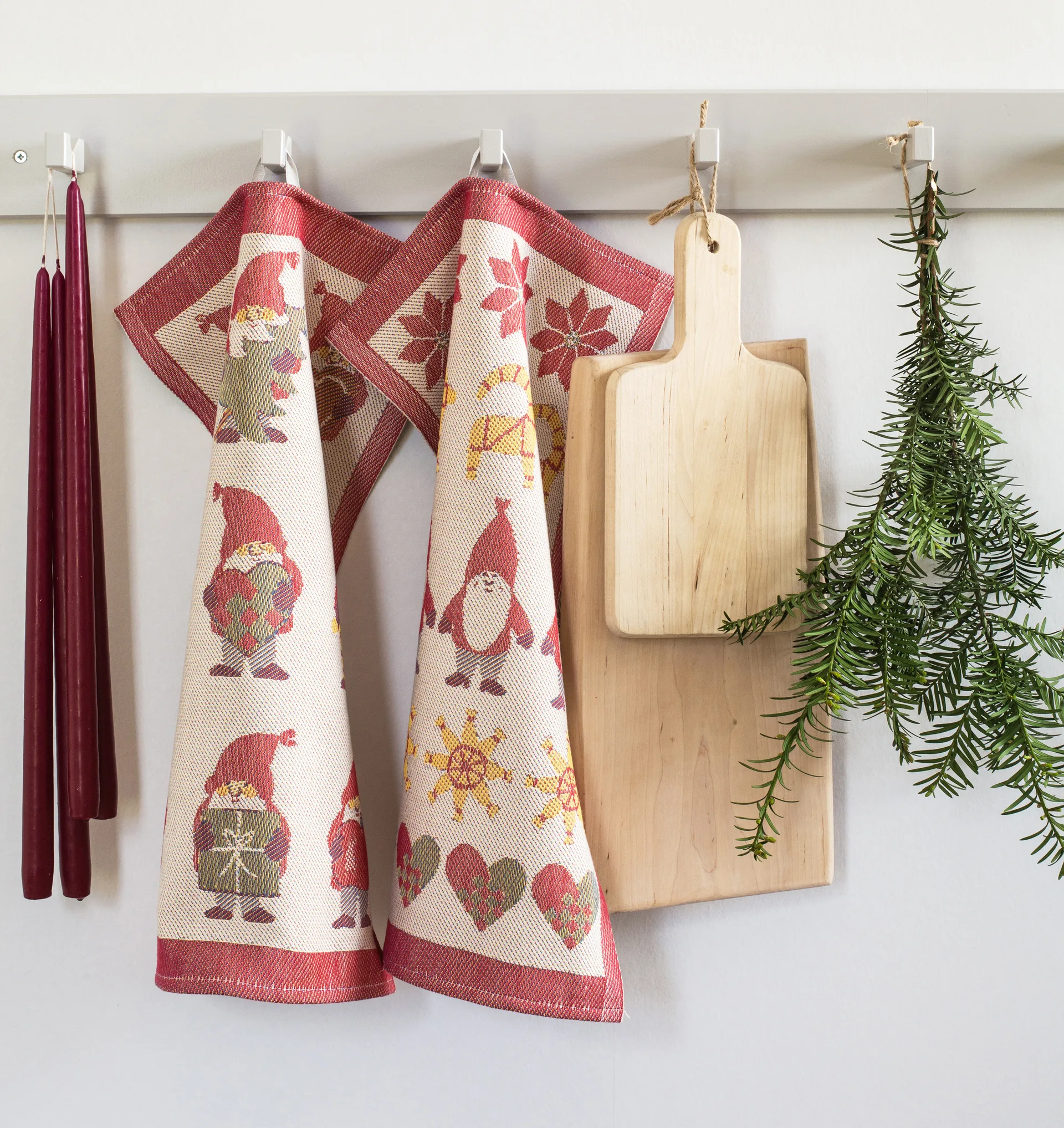 Tomtemys keittiöpyyhe 35x50 cm, Punainen Ekelund Linneväveri