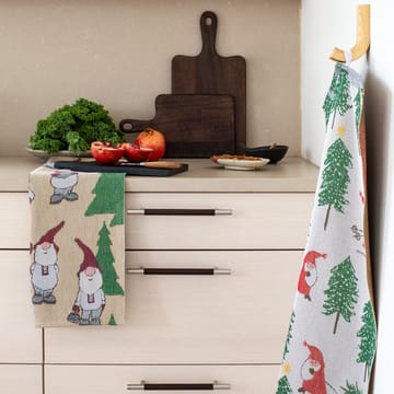 Tomtesprång keittiöpyyhe 40x60 cm - Valkoinen-vihreä-punainen - Ekelund Linneväveri