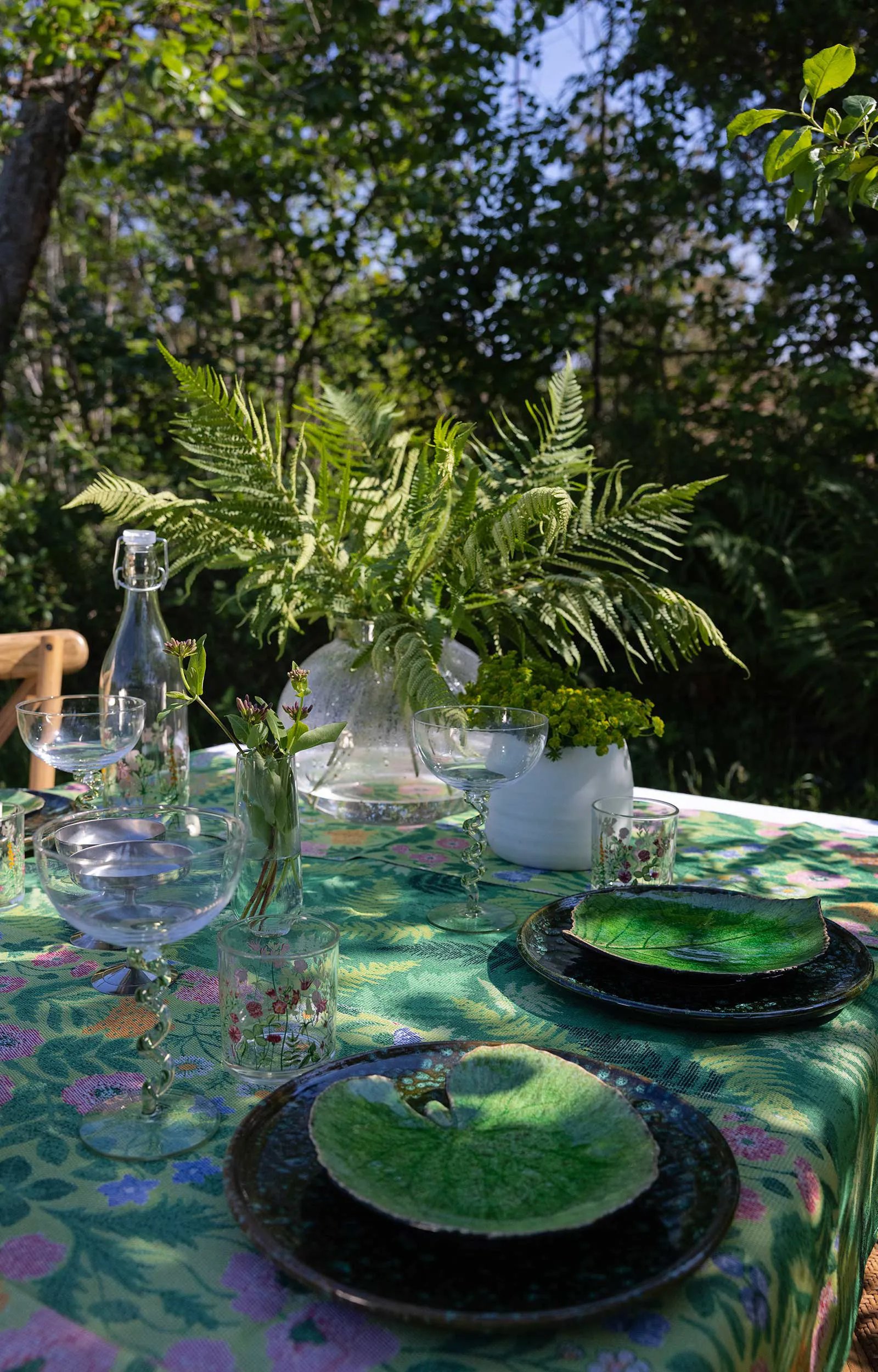 Vildblommor keittiöpyyhe 35x50 cm, Vihreä Ekelund Linneväveri