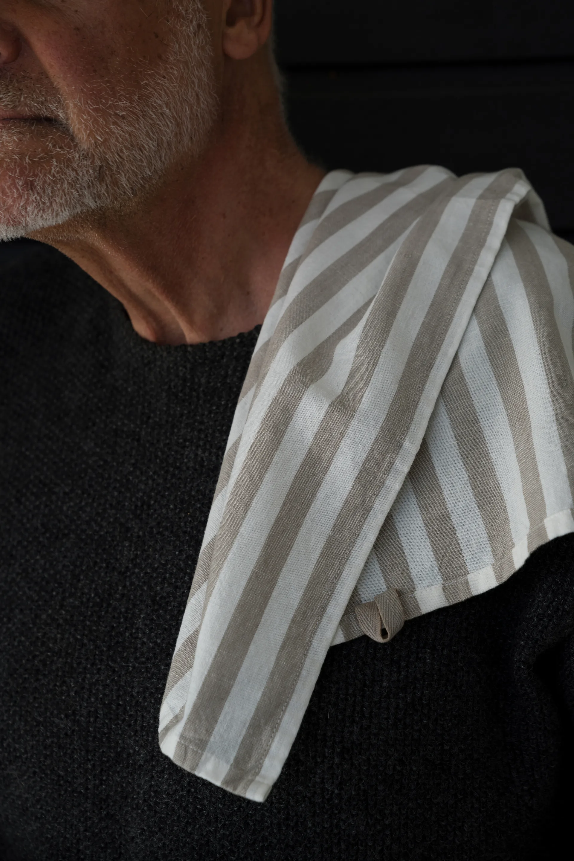 Ernst keittiöpyyhe leveäraidallinen 47x70 cm, Beige-valkoinen raita ERNST