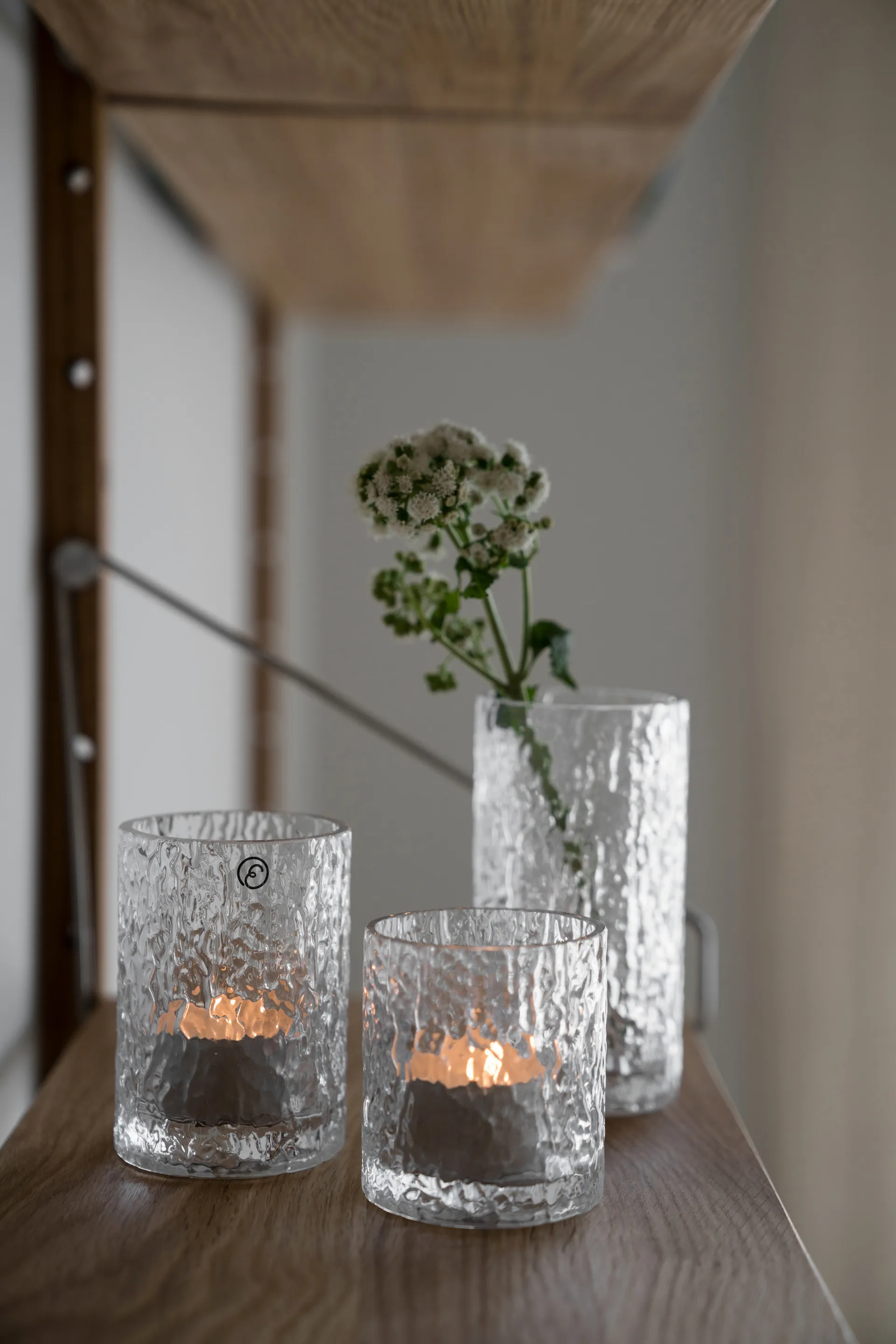 Ernst maljakko/kynttilälyhty kuvioitu, Kirkas, Ø5,3x6,5 cm ERNST