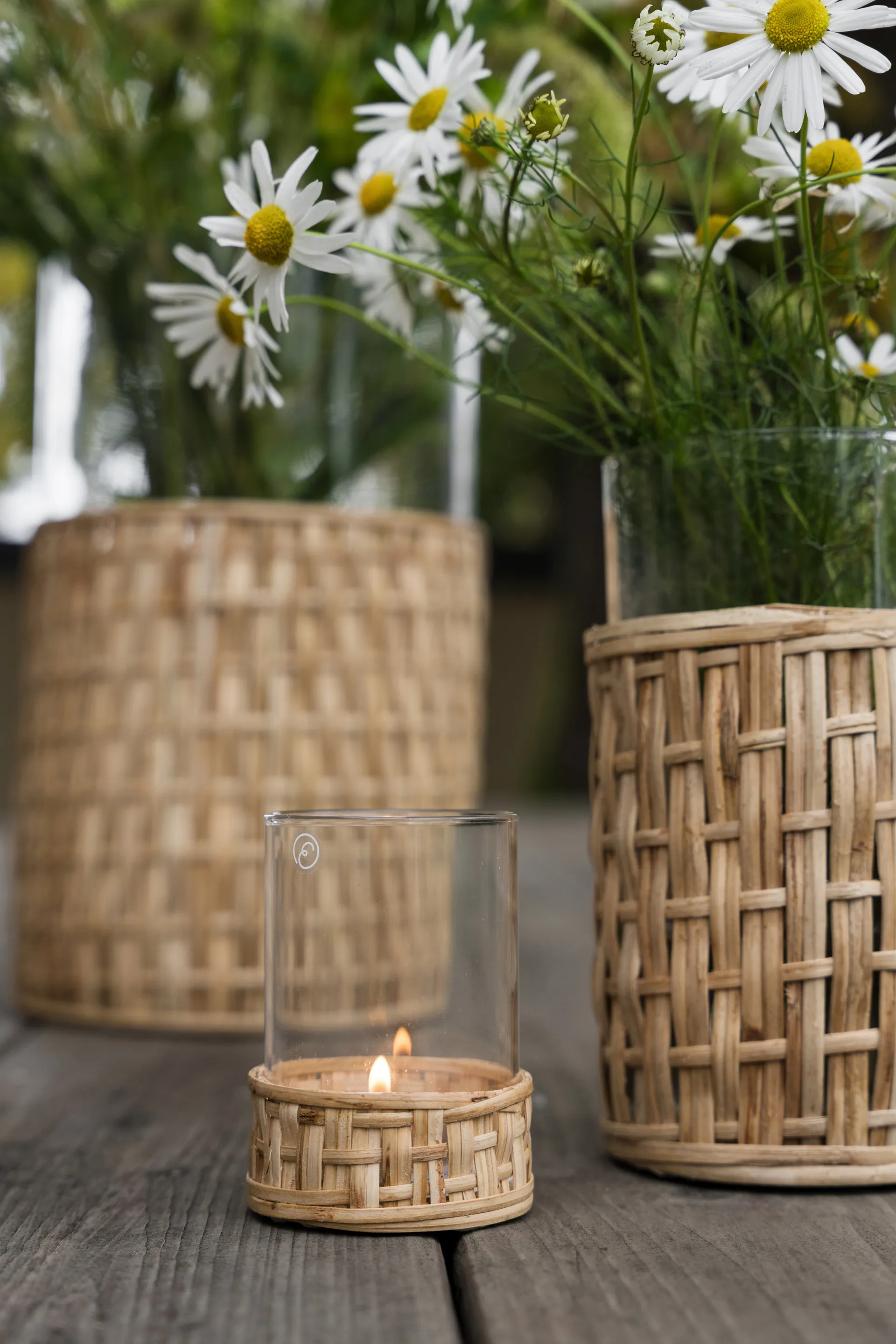 Ernst maljakko/tuikkulyhty korissa, Natural, Ø7×8,5 cm ERNST