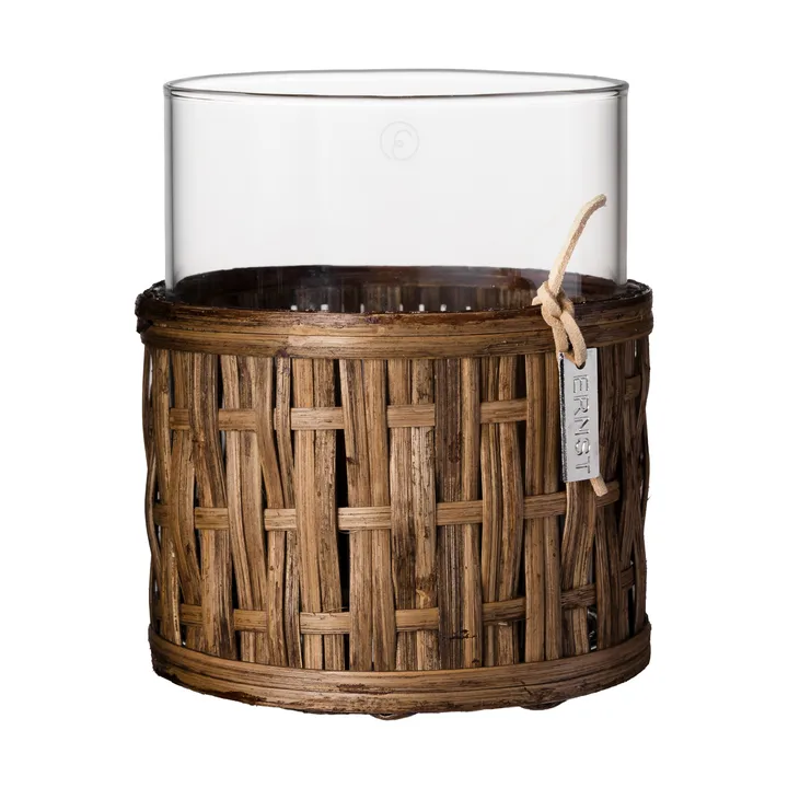 Ernst maljakko/tuikkulyhty korissa - Tummanruskea, Ø10×12 cm - ERNST