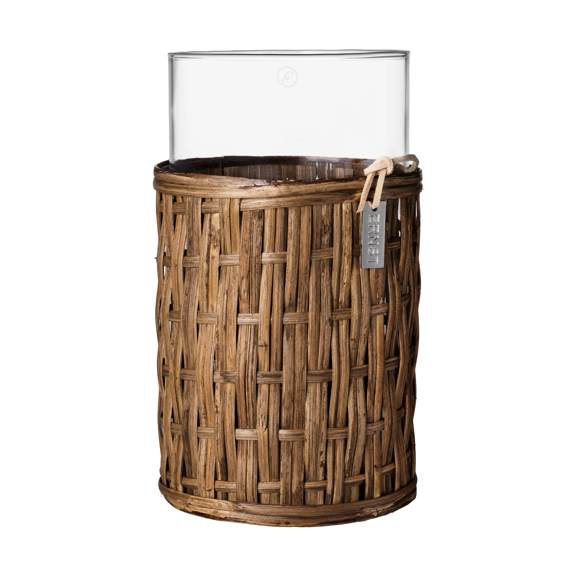 Ernst maljakko/tuikkulyhty korissa, Tummanruskea, Ø10×18 cm ERNST