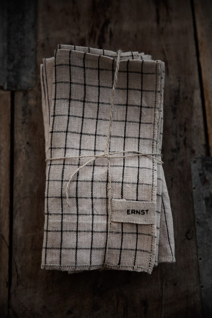 Ernst servetit 2-pakkaus ruudullinen 40 x 40 cm - Musta-beige - ERNST