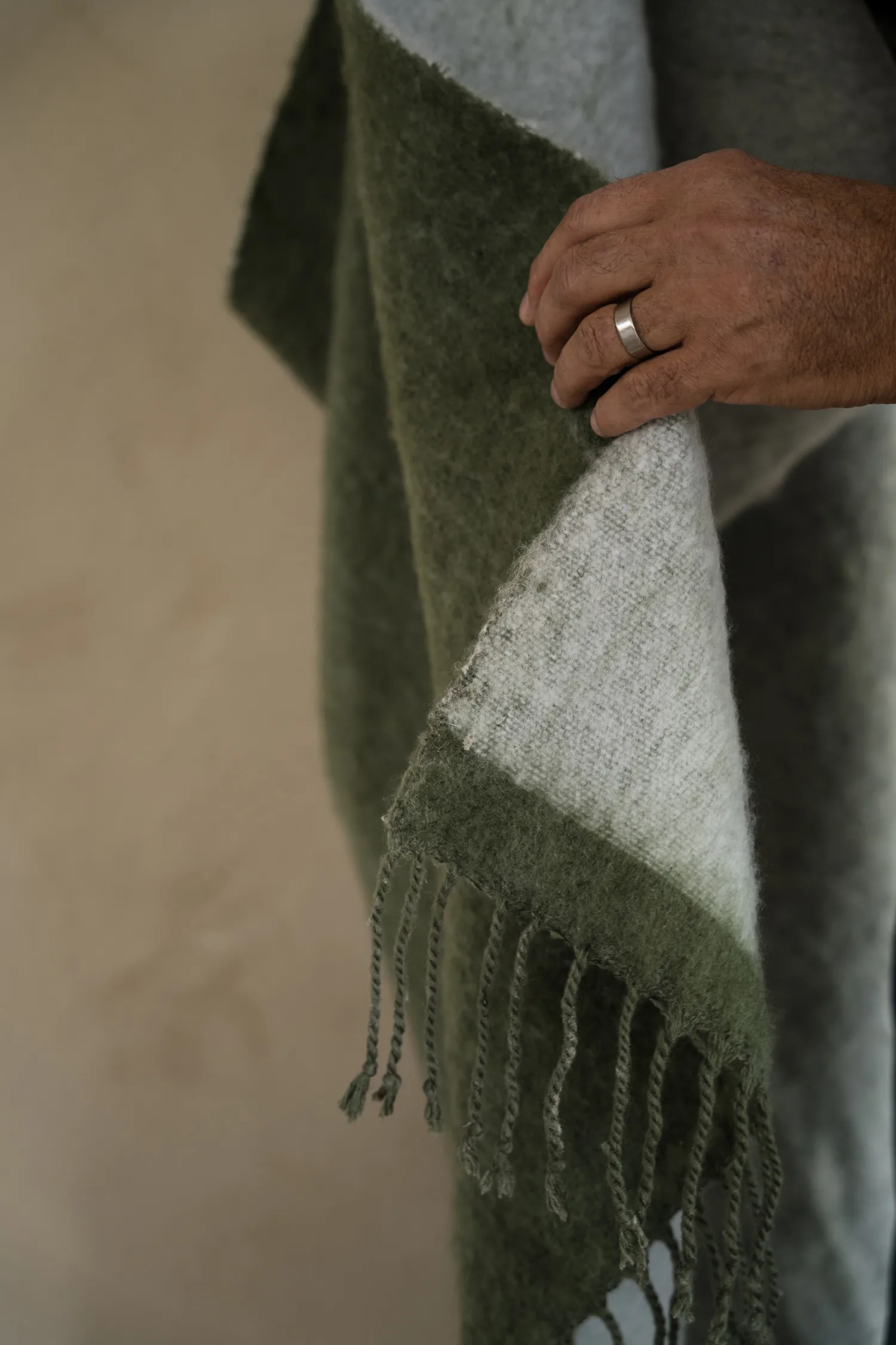 Ernst viltti hapsuilla 130x170 cm, Vihreä valkoinen ERNST