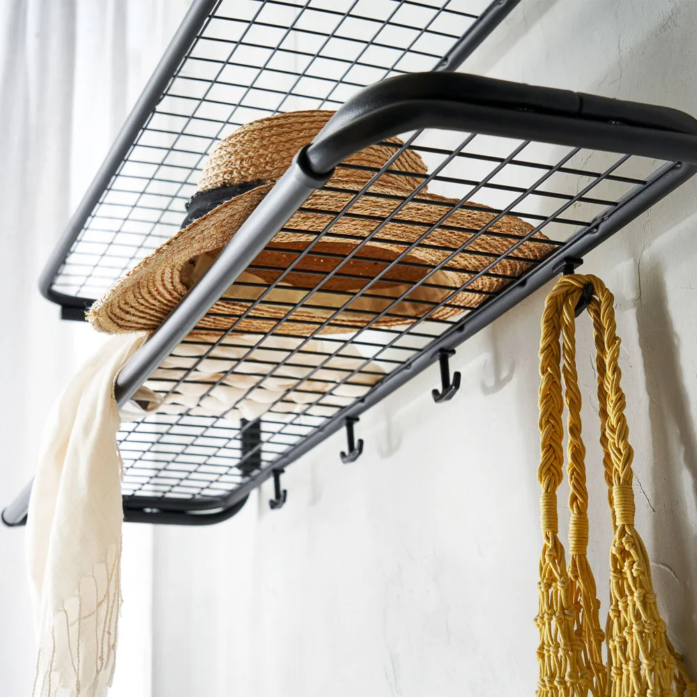 Classic 650 -hattuhylly, Musta/kromi, 2 tasoa, 90 cm Essem Design