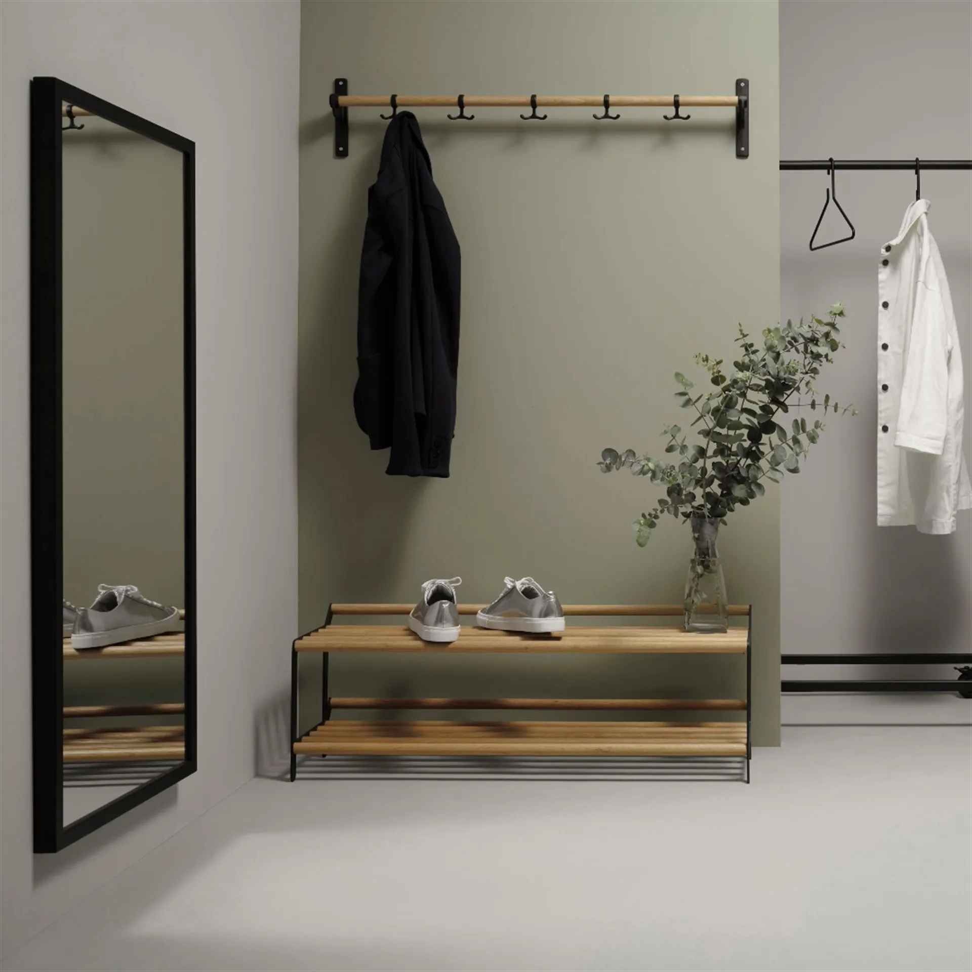 Nostalgi koukkutanko 100 cm, tammi, musta Essem Design