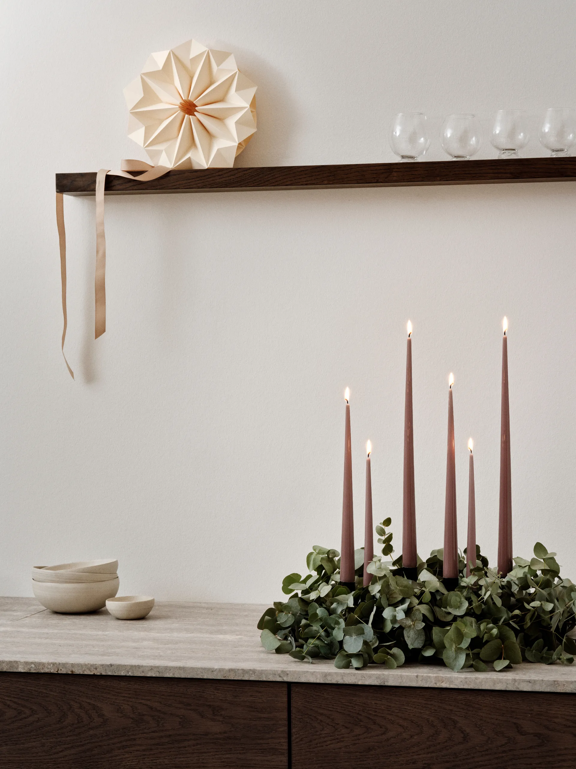 ester & erik -kynttilä, 4-pakkaus lakattu, Winter rose 84, 32 cm ester & erik