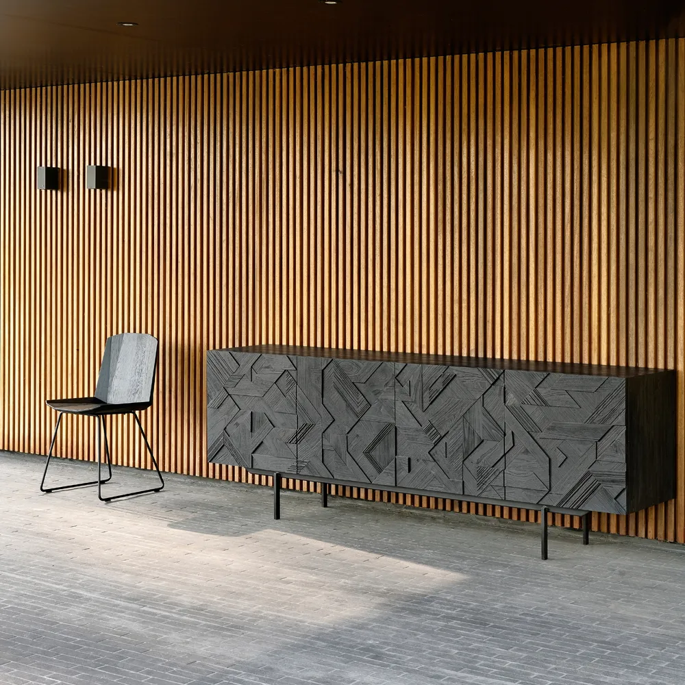 Graphic sideboard, Tiikki musta 4 ovea Ethnicraft