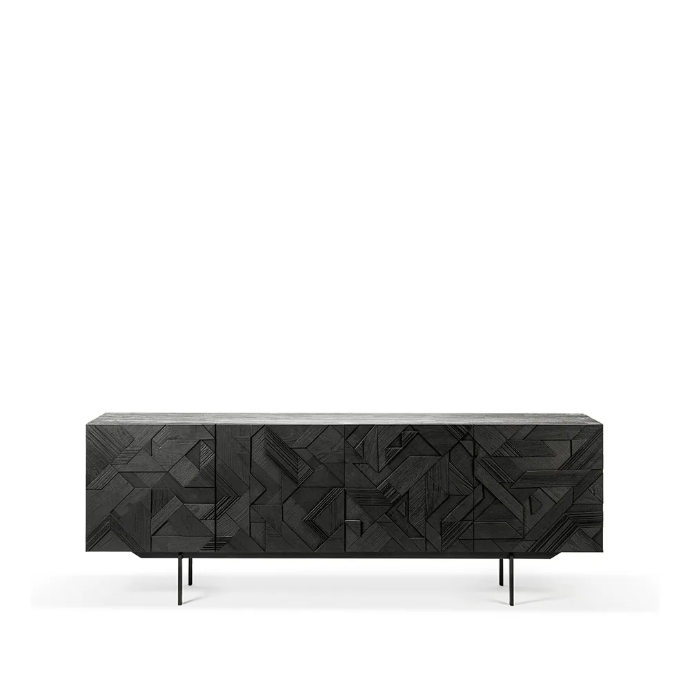Graphic sideboard, Tiikki musta 4 ovea Ethnicraft