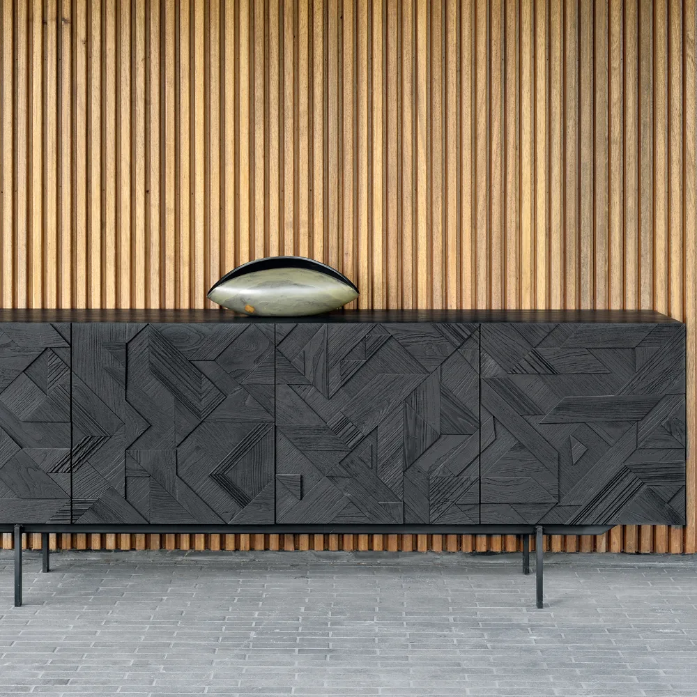Graphic sideboard, Tiikki musta 4 ovea Ethnicraft
