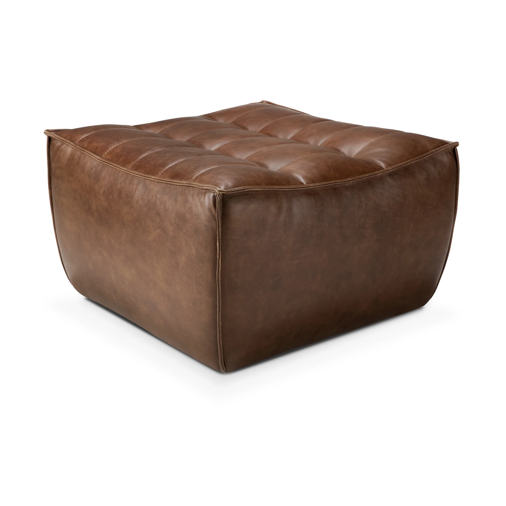 N701 jalkarahi 70x70 cm, Nahka Chestnut Ethnicraft