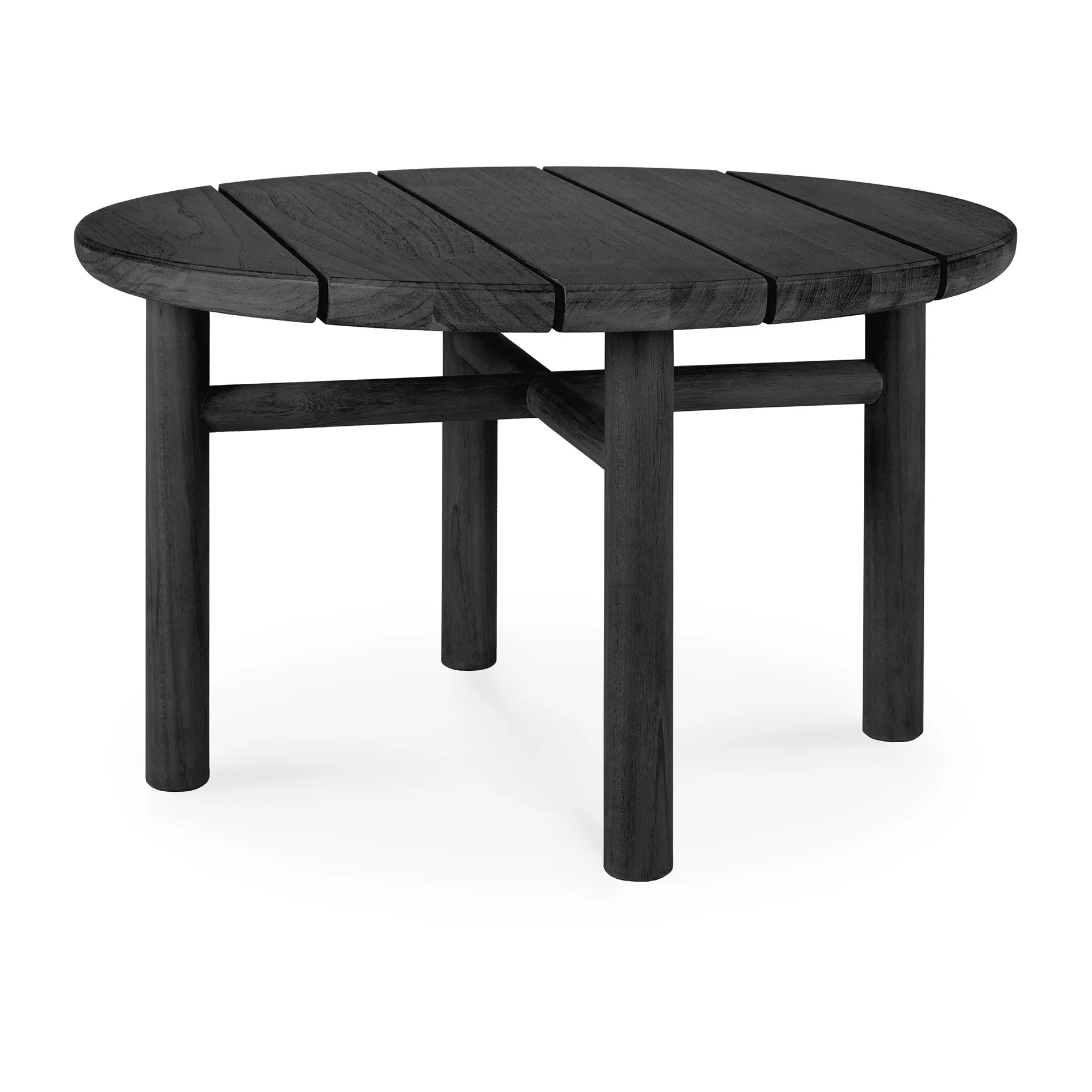 Quatro outdoor -sohvapöytä mustaksi petsattu tiikki, Ø 59 cm Ethnicraft