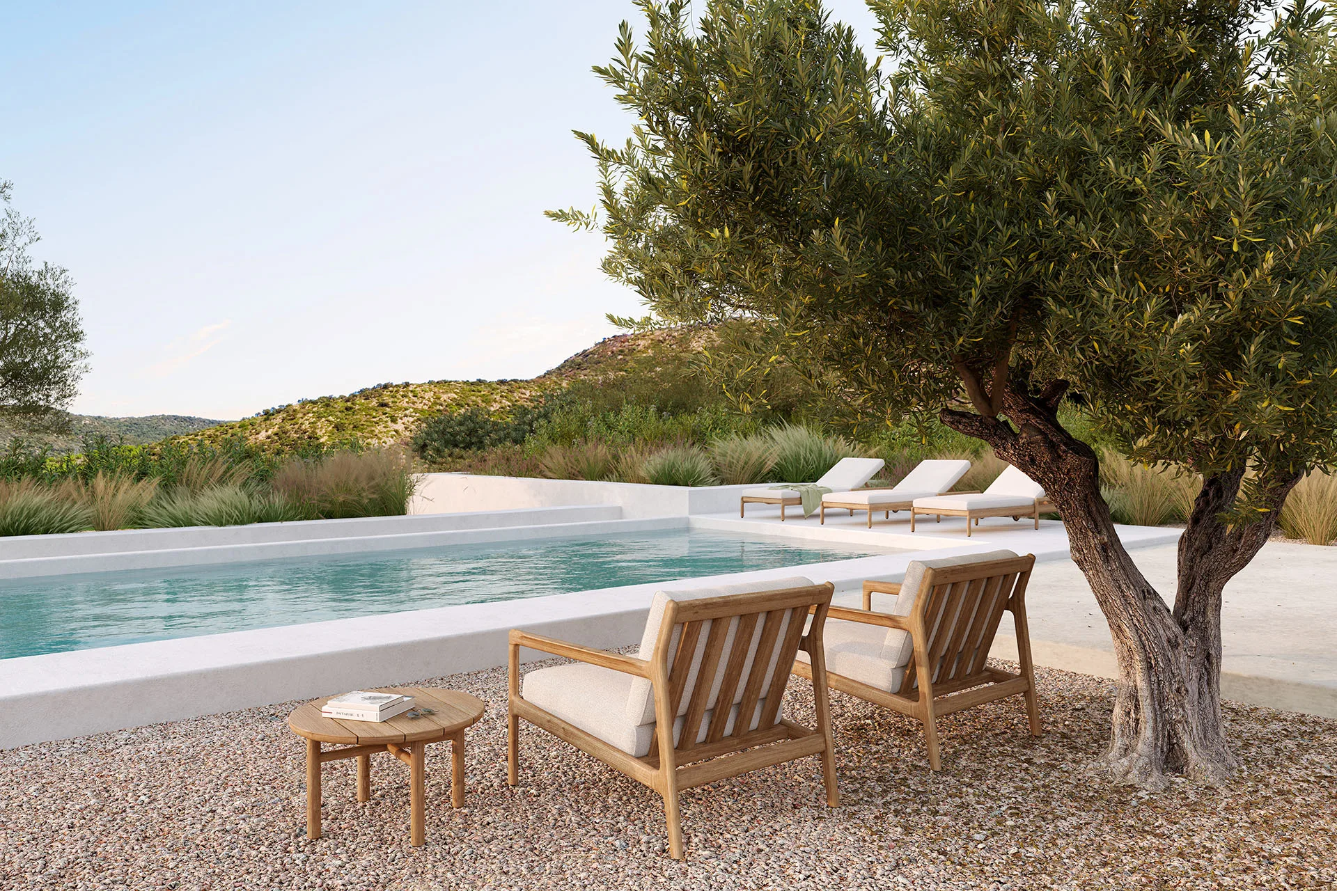 Quatro outdoor -sohvapöytä tiikki, Ø 59 cm Ethnicraft