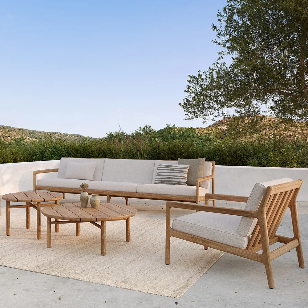 Quatro outdoor -sohvapöytä tiikki, Ø 95 cm Ethnicraft