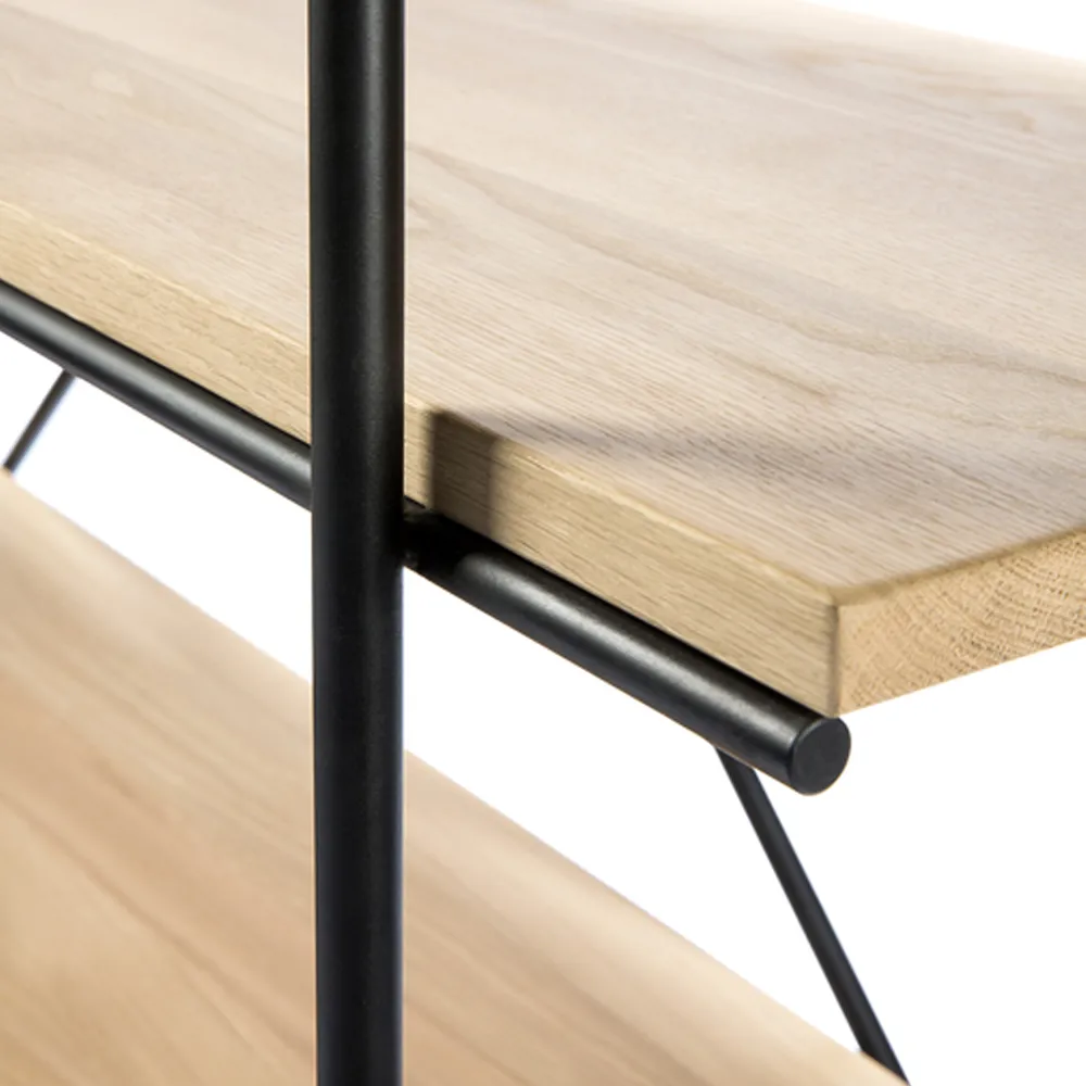 Rise hylly, Oak wax oil-Black metal 165 cm Ethnicraft