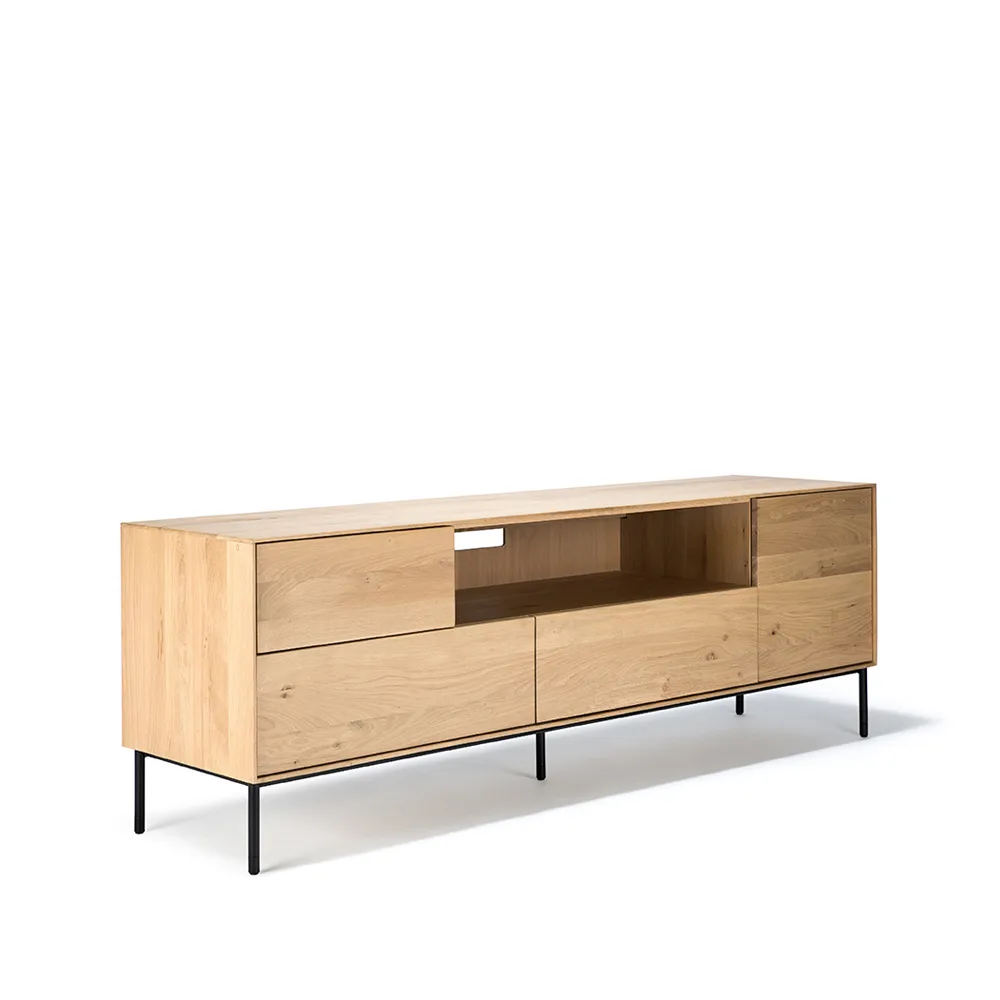 Whitebord mediataso 180 cm, Oak wax oil-Black Metal Ethnicraft