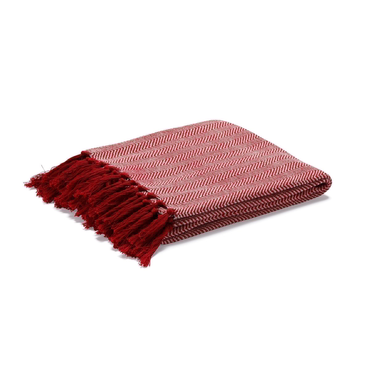 Etol Design Fishbone huopa punainen | Skandinaavinen Sisustus | Puuvillaviltit -ja peitot | Beige