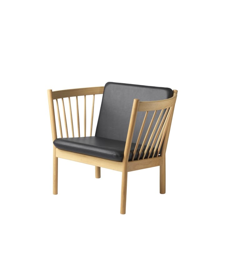 J146 nojatuoli, Oak nature lacquered-black leather FDB Møbler