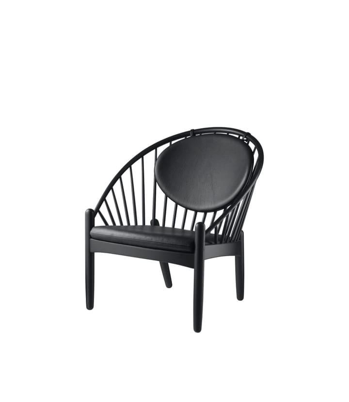 J166 Jørna tuoli, Oak black painted-black leather FDB Møbler