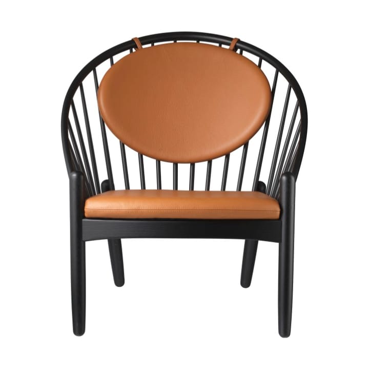 J166 Jørna tuoli - Oak black painted-cognac leather - FDB Møbler