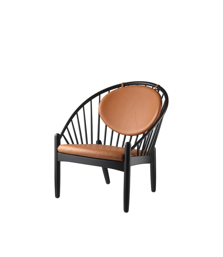 J166 Jørna tuoli, Oak black painted-cognac leather FDB Møbler