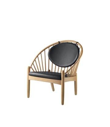 J166 Jørna tuoli - Oak nature lacquered-black leather - FDB Møbler