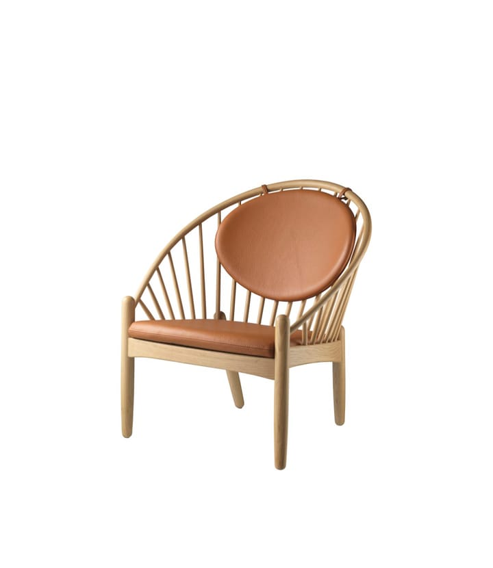 J166 Jørna tuoli, Oak nature lacquered-cognac leather FDB Møbler