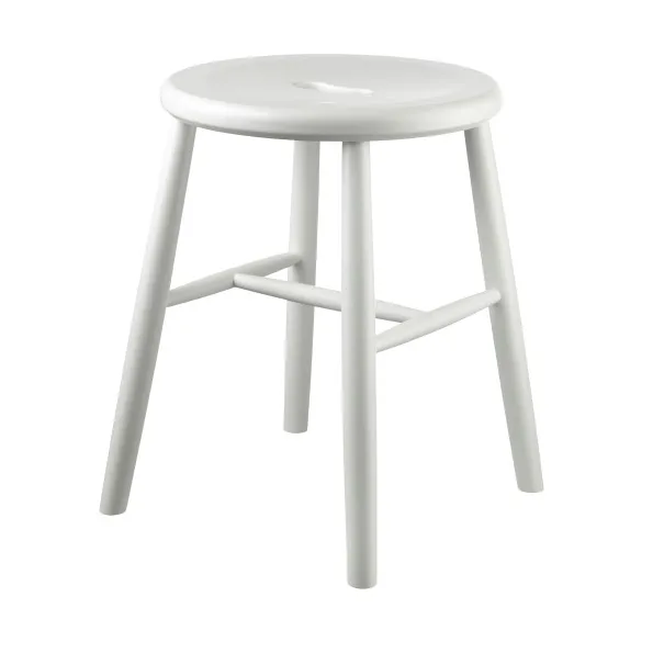 J27 jakkara - Beech white painted, Ø35x45,5 cm - FDB Møbler