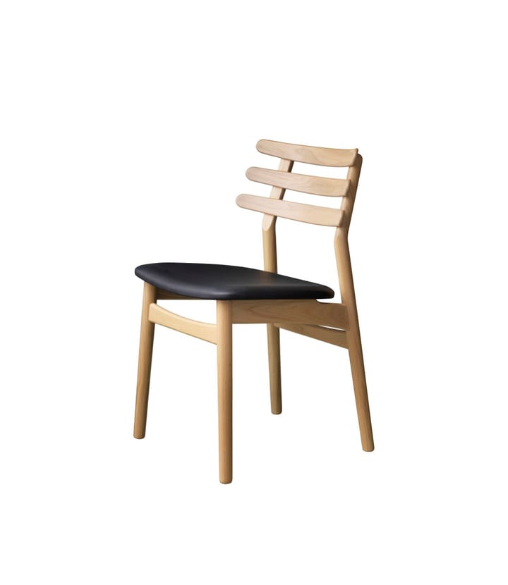 J48 tuoli, Oak nature lacquered-black leather FDB Møbler