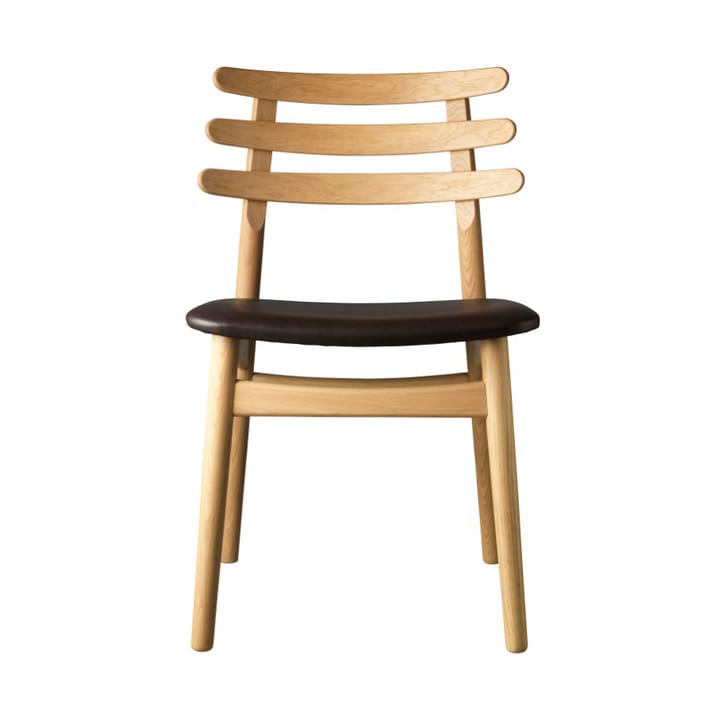 J48 tuoli - Oak nature lacquered-dark brown leather - FDB Møbler