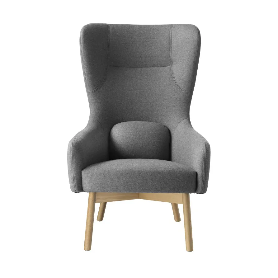 L35 Gesja Wing Chair nojatuoli, Oak nature lacquered-dark grey FDB Møbler