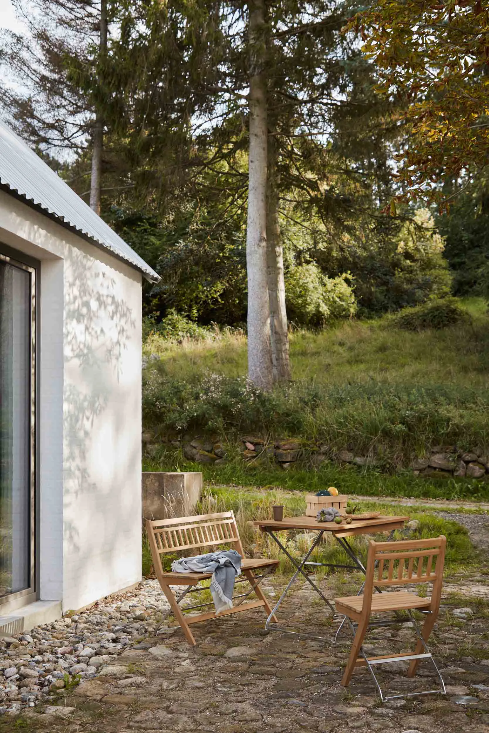 M26 Lilleø parvekapöytä, Teak-ruostumaton teräs FDB Møbler