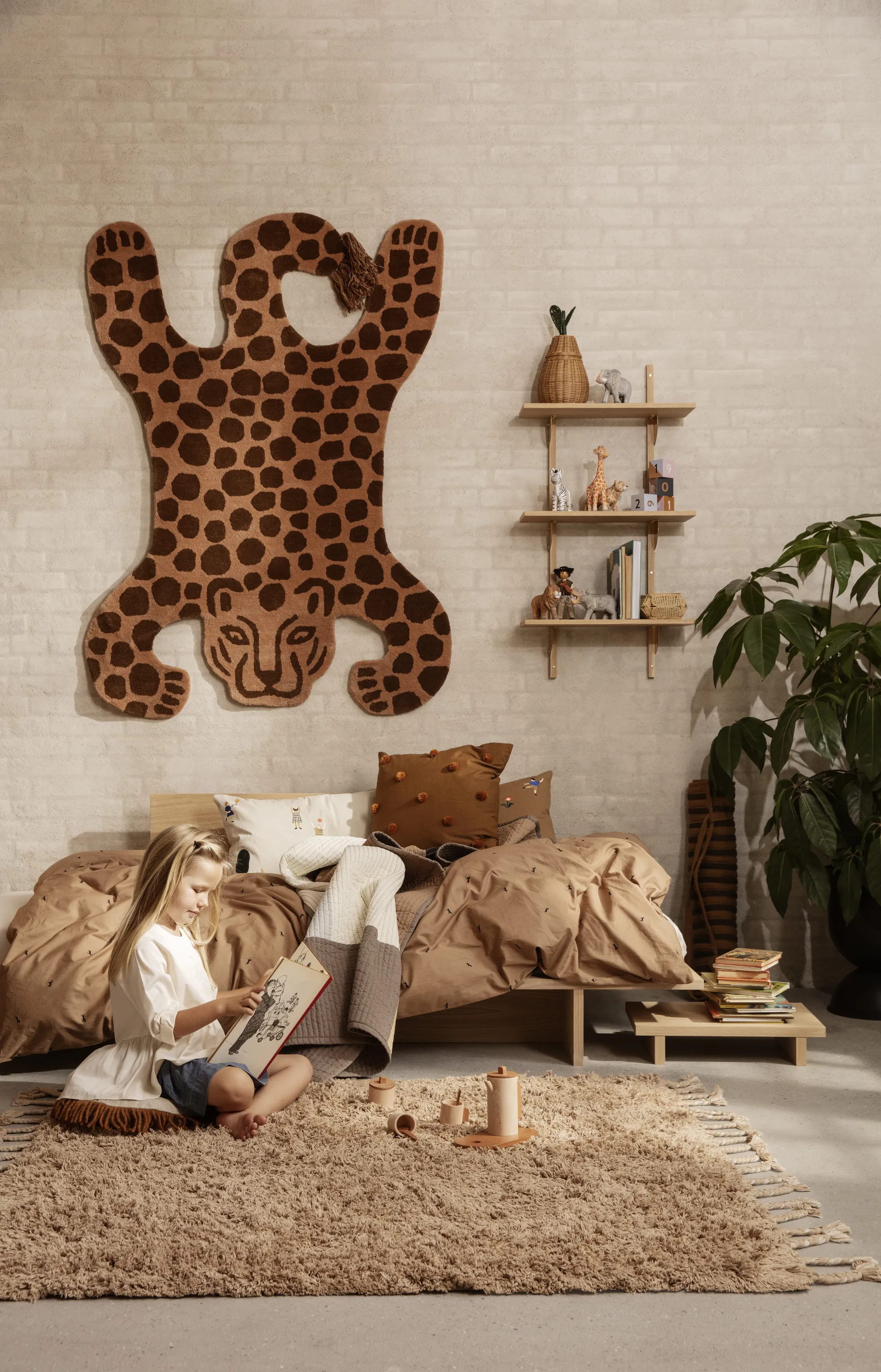 Amass long pile -matto 140 x 140 cm, White Pepper Ferm Living