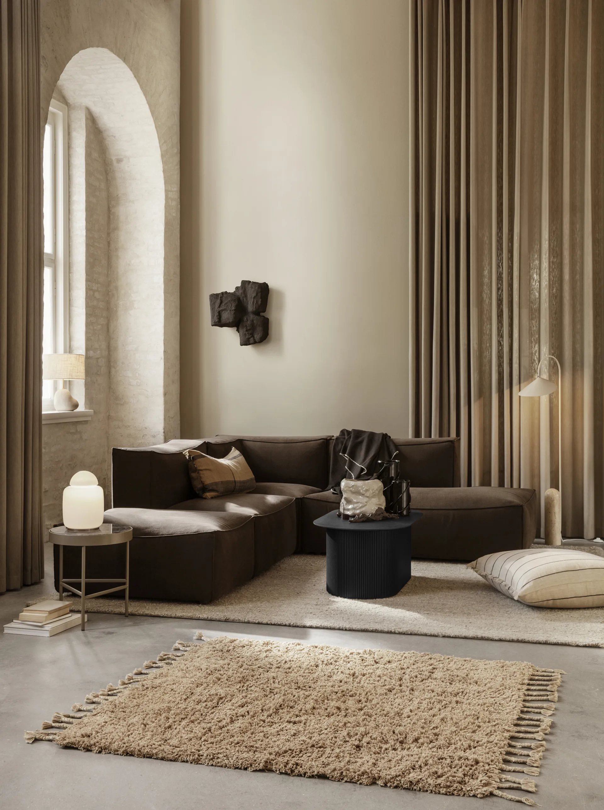 Amass long pile -matto 140 x 140 cm, White Pepper Ferm Living