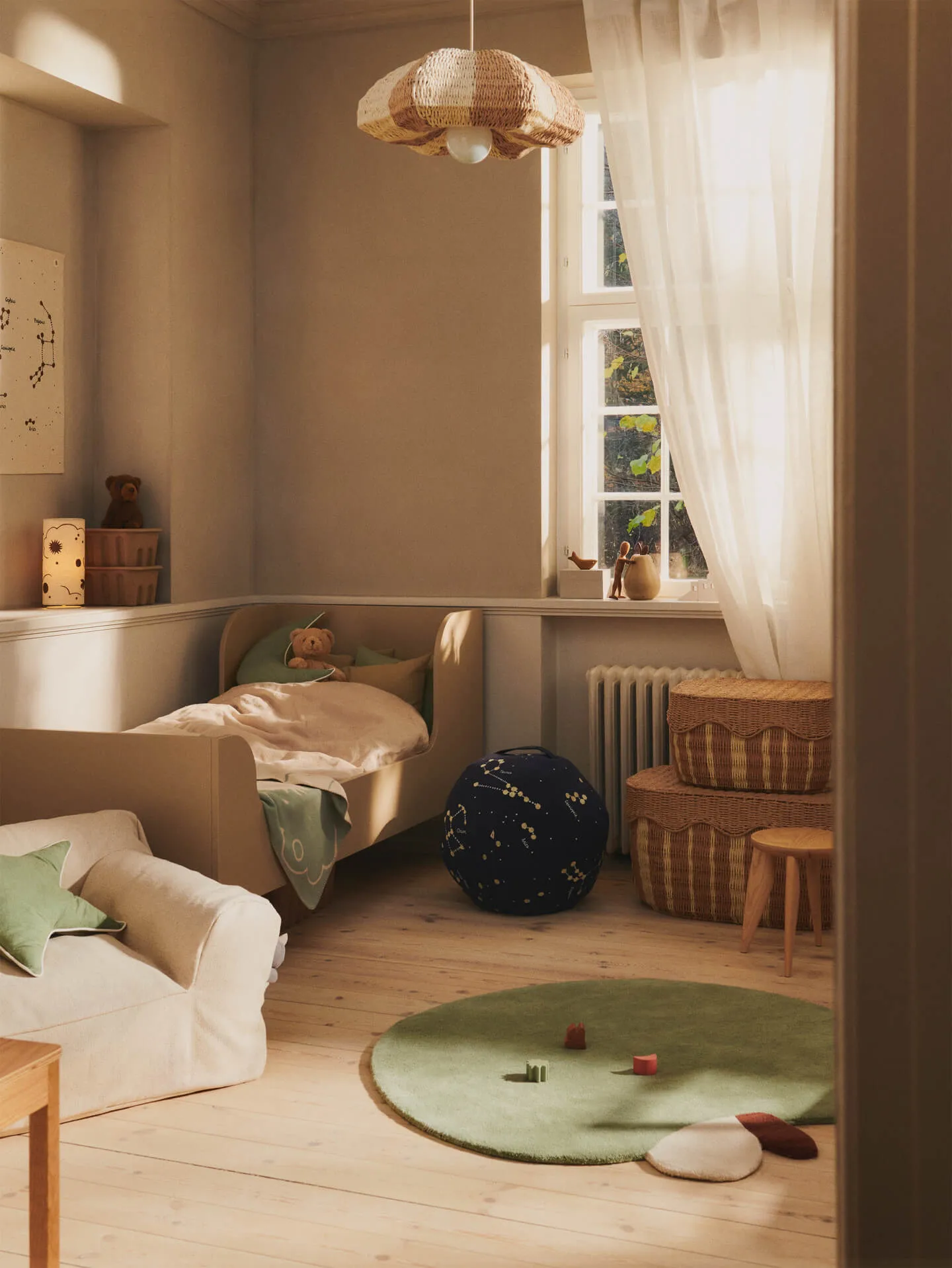 Apple tuftattu matto, Tea Green, 110x110 cm Ferm Living