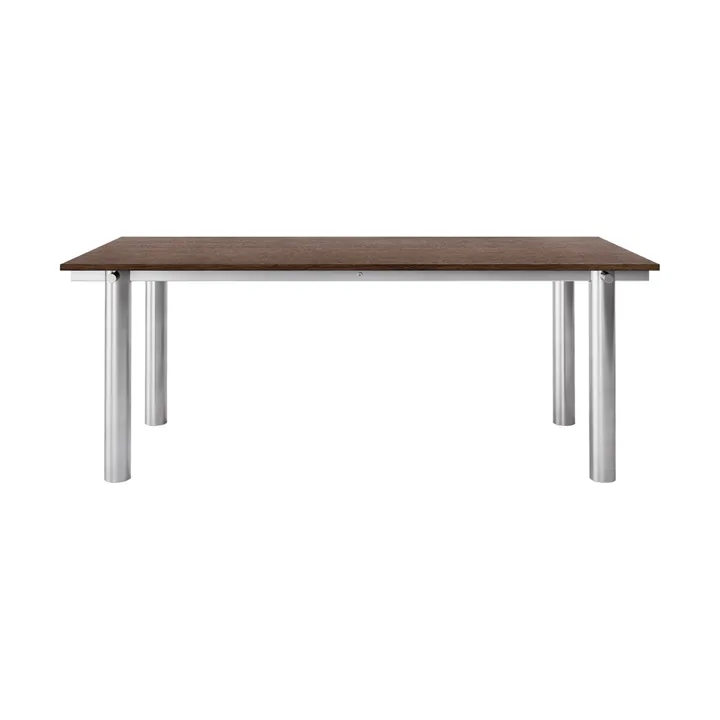 Atura ruokapöytä - Brushed stainless steel-dark stained oak, 90x200 cm - Ferm Living
