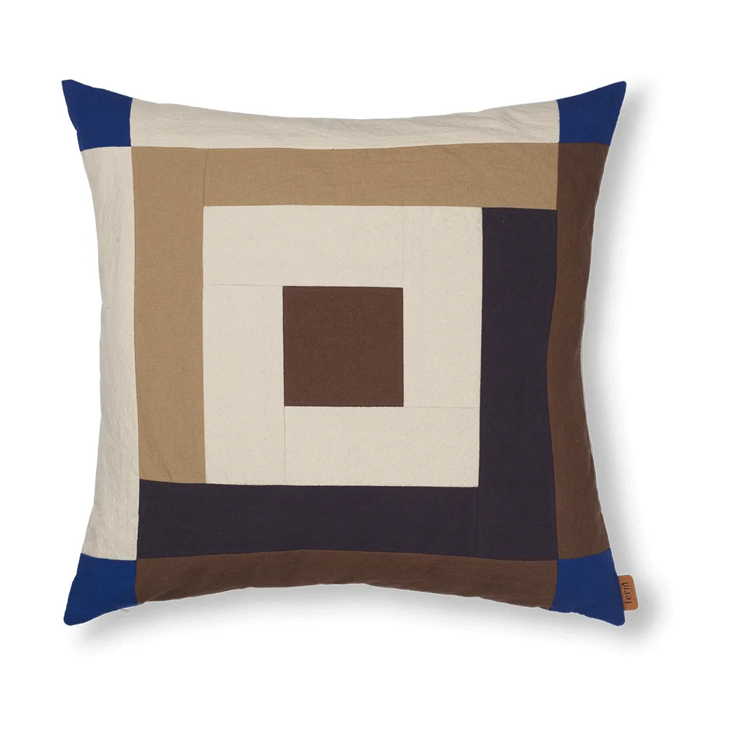 Border patchwork tyynynpäällinen 50x50 cm, Carob brown-bright blue Ferm Living