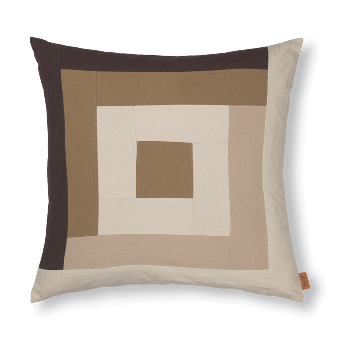 Border patchwork tyynynpäällinen 50x50 cm - Coffee-dark sand - Ferm LIVING