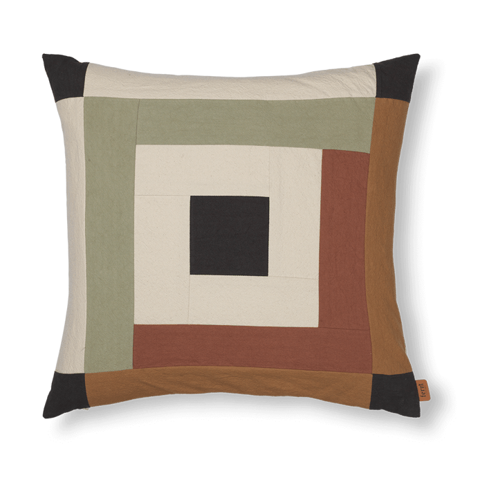 Border patchwork tyynynpäällinen 50x50 cm - Dark sage-red brown - Ferm LIVING