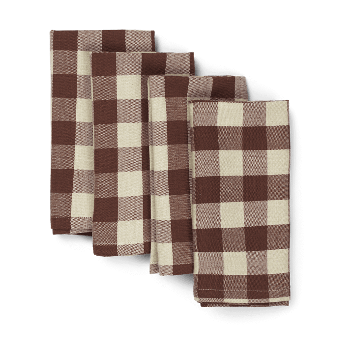 Bothy Check puuvillaservetti 40x40 cm 4-pakkaus - Cinnamon-grey green - ferm LIVING