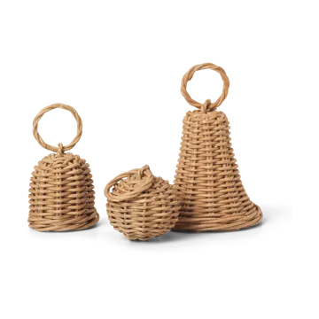 Braided Bell Baubles joulukoriste 3-pakkaus - Natural - Ferm Living