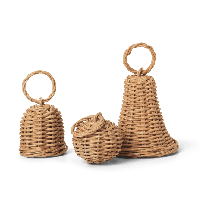 Braided Bell Baubles joulukoriste 3-pakkaus - Natural - Ferm Living