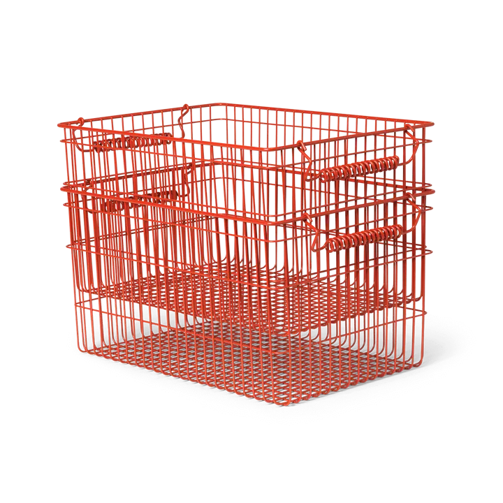 Cala kori pinottava 2-pakkaus - Poppy red, 36,2 x 26,2 x 20,2 cm - Ferm Living
